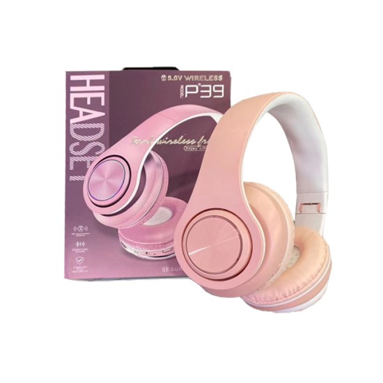 BLUETOOTH HEADPHONE WIRELESS P39 PINK BLUETOOTH HEADPHONE WIRELESS P39 PINK